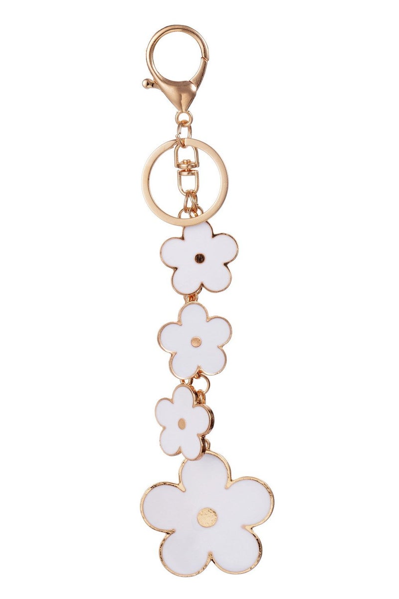 Giftale Women's Flower Bag Charms White Enameled Keychain Purse Accessories,#526-1D - Image 1
